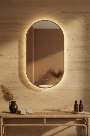 Affare Specchio 90x50 retroilluminato 3 Led oro spazzolato Pisa