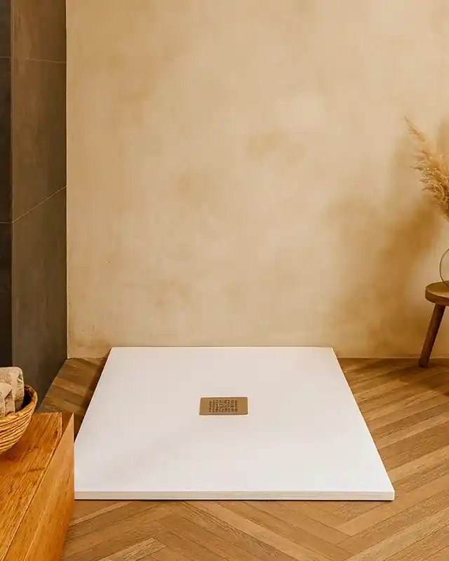 Nuovo Arrivo Piatto Doccia 80x90 Desio effetto pietra in Mineralmarmo Bianco
