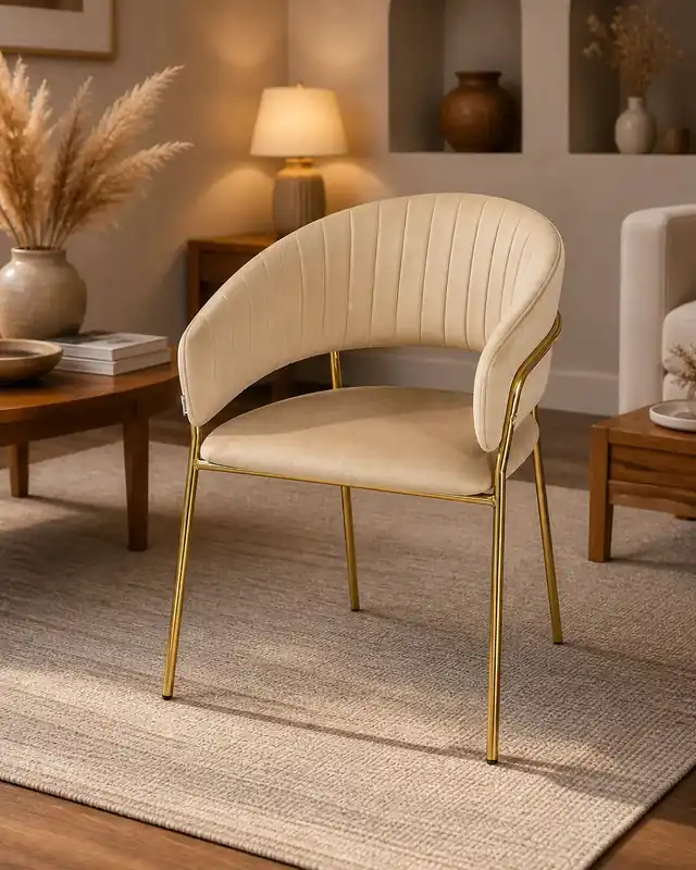 Sedia da pranzo effetto velluto Korinne beige Quantità Limitata