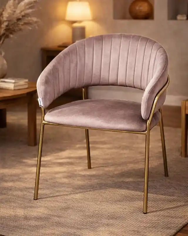 Sedia da pranzo effetto velluto Korinne rosa Nuovo Arrivo