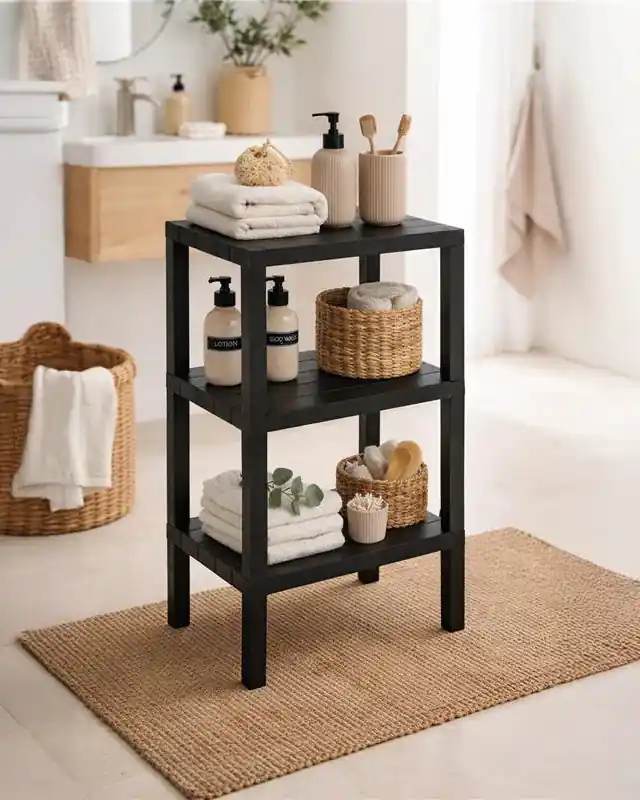 Scaffale 38x29x73 tre ripiani nero Must-Have
