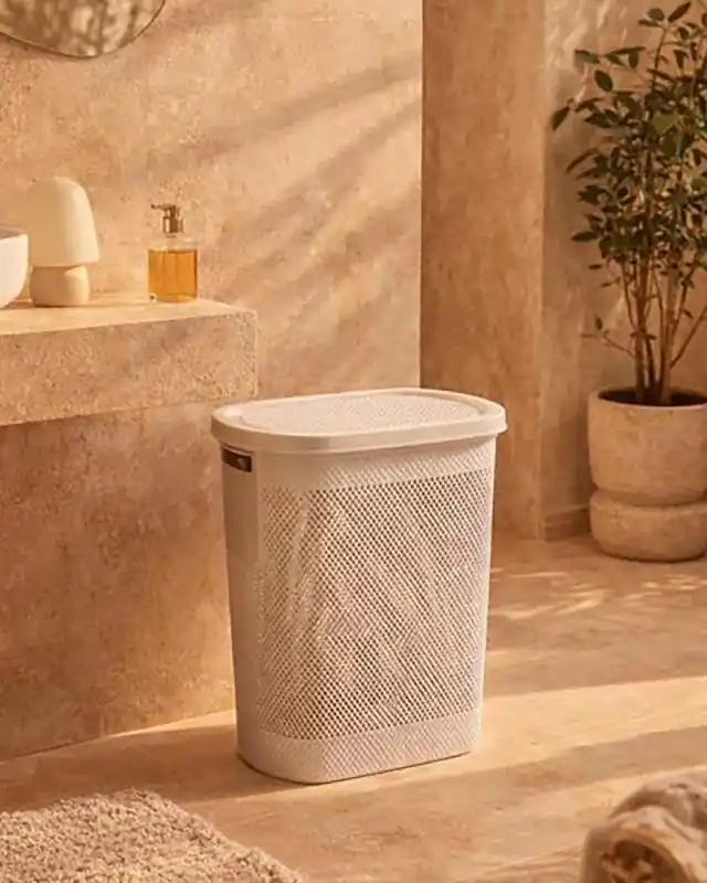 Cesto portabiancheria in plastica bianco Consegna Rapida