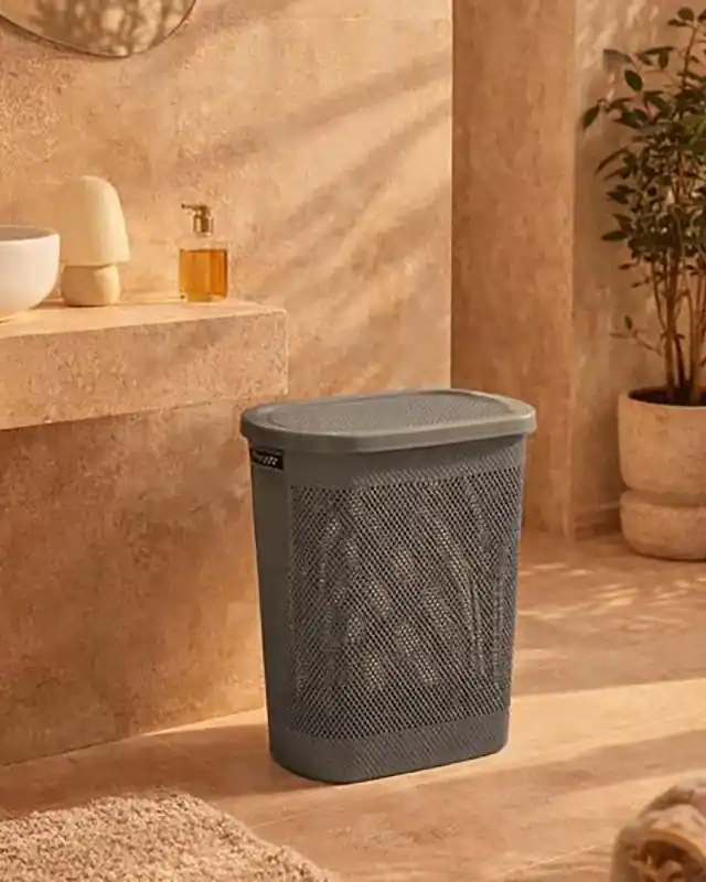 Cesto portabiancheria in plastica grigio Reso Gratuito