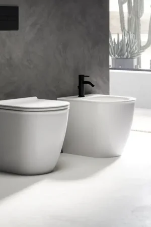 Ceramica Dolomite Coppia sanitari filomuro con sedile softclose bianco opaco Mayka Offerta Speciale