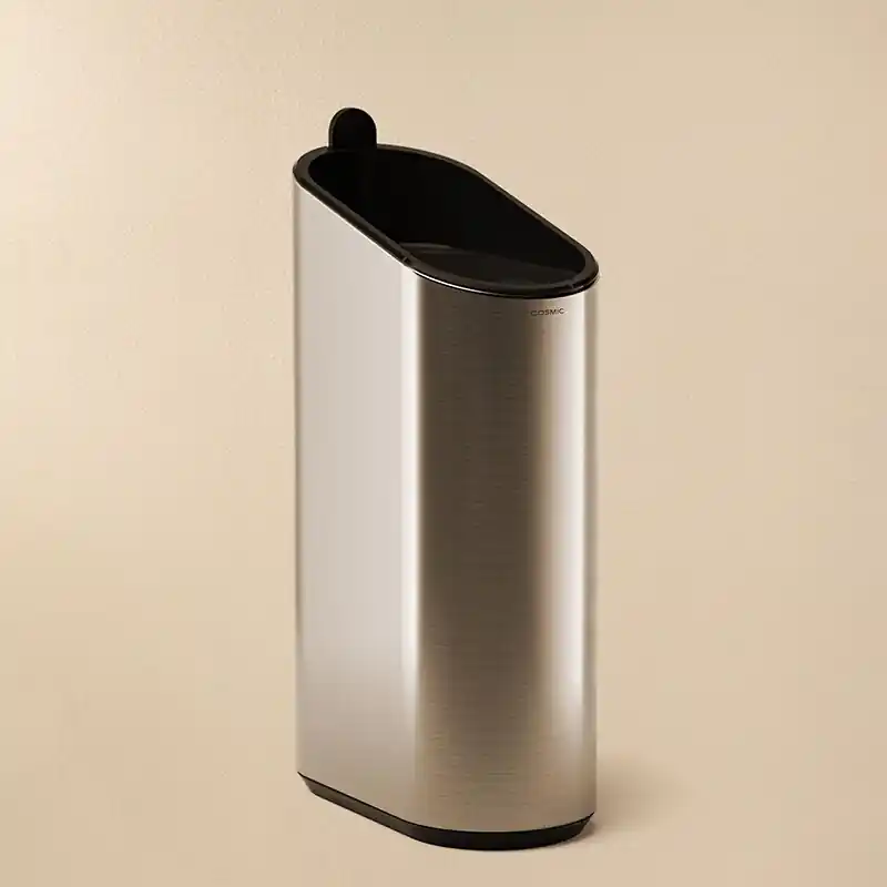 Consegna Rapida Cosmic Flat pattumiera a muro o pavimento inox lucido