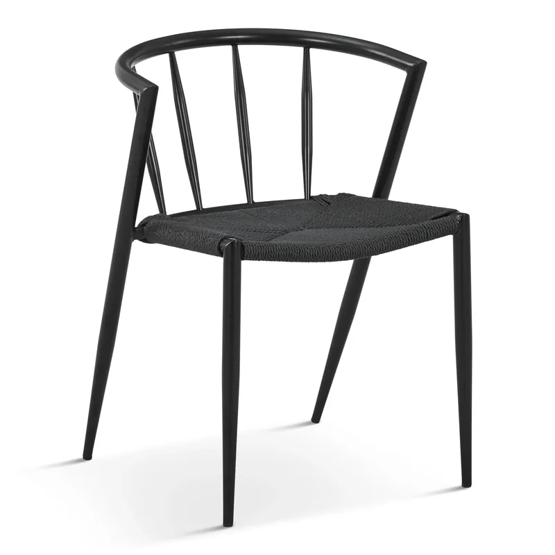 Professionale Bella - Sedia da tavolo nero/nero con seduta intrecciata