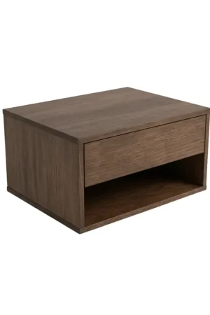 Bestseller Comodino Selina / mensola a muro in rovere fumé 38x30x20 cm incl. supporto a muro