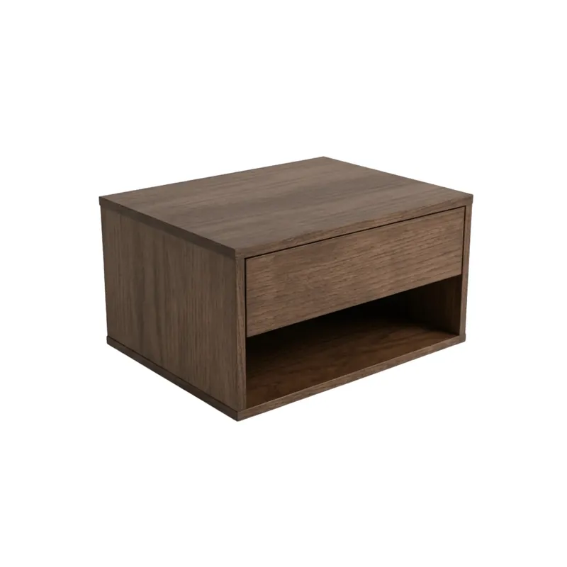 Bestseller Comodino Selina / mensola a muro in rovere fumé 38x30x20 cm incl. supporto a muro