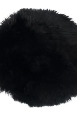 Ultima Occasione Cuscino in vera pelle di agnello - Nero Ø35 cm