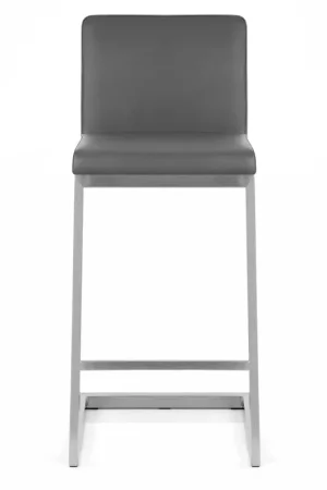 Affare Sgabello Ecopelle Cromo Satinato - Ace Grigio