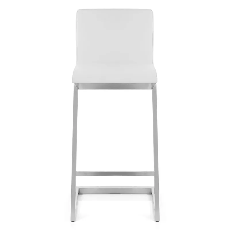 Esclusivo Sgabello Ecopelle Cromo Satinato - Ace Bianco