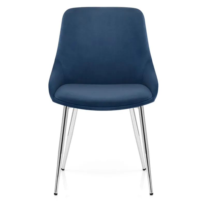 Sedia Velluto Cromato - Aston Blu Acquista Ora