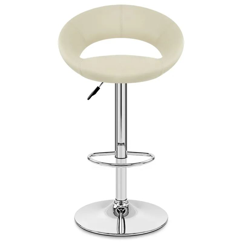Offerta Del Giorno Sgabello Ecopelle Cromato - Crescent Imbottito Crema