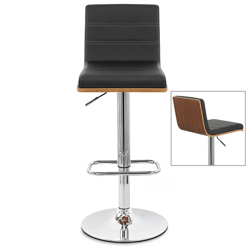 Sgabello Ecopelle Cromato - Riviera Nero Miglior Prezzo