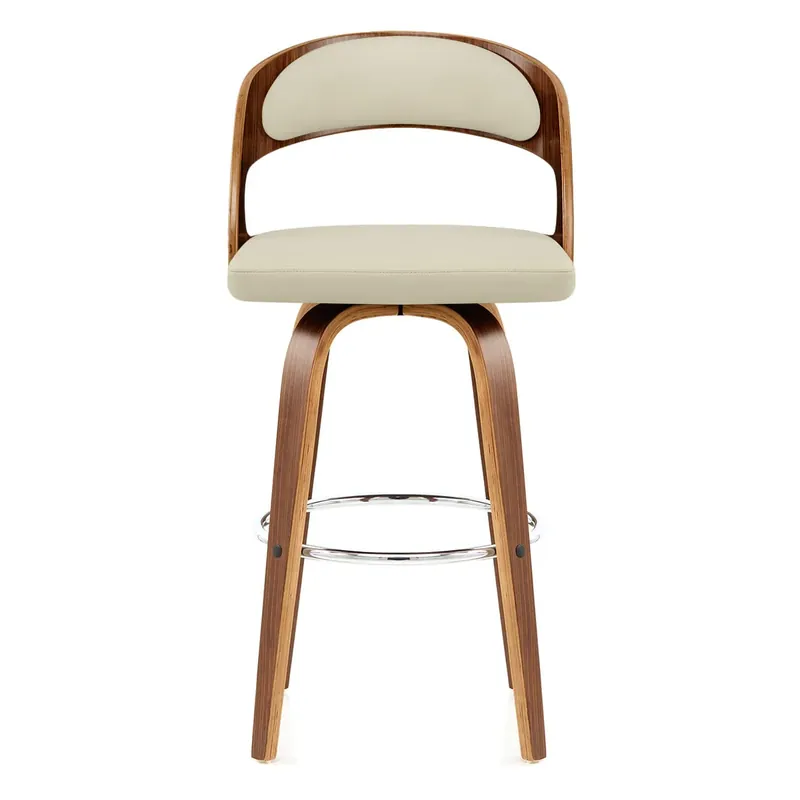 Sgabello Ecopelle Legno - Alicia Crema Compra Oggi Stesso