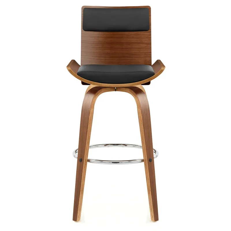 Novità Sgabello Legno Ecopelle - Harper Nero