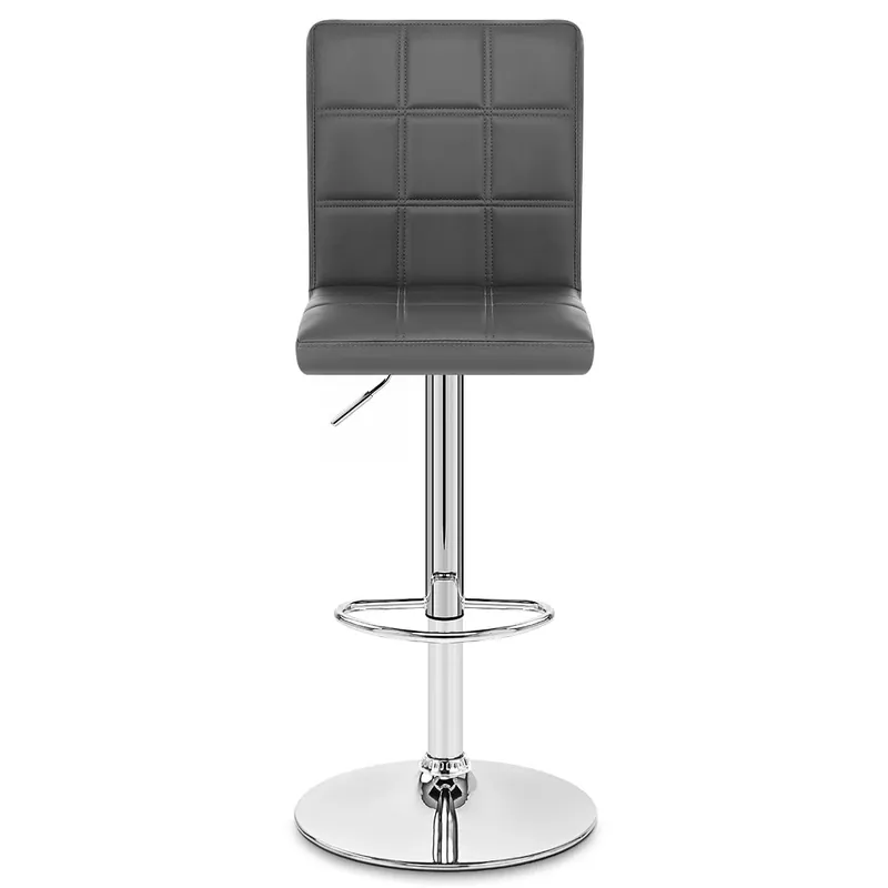 Prezzo Conveniente Sgabello Ecopelle Cromato - Criss Cross Grigio