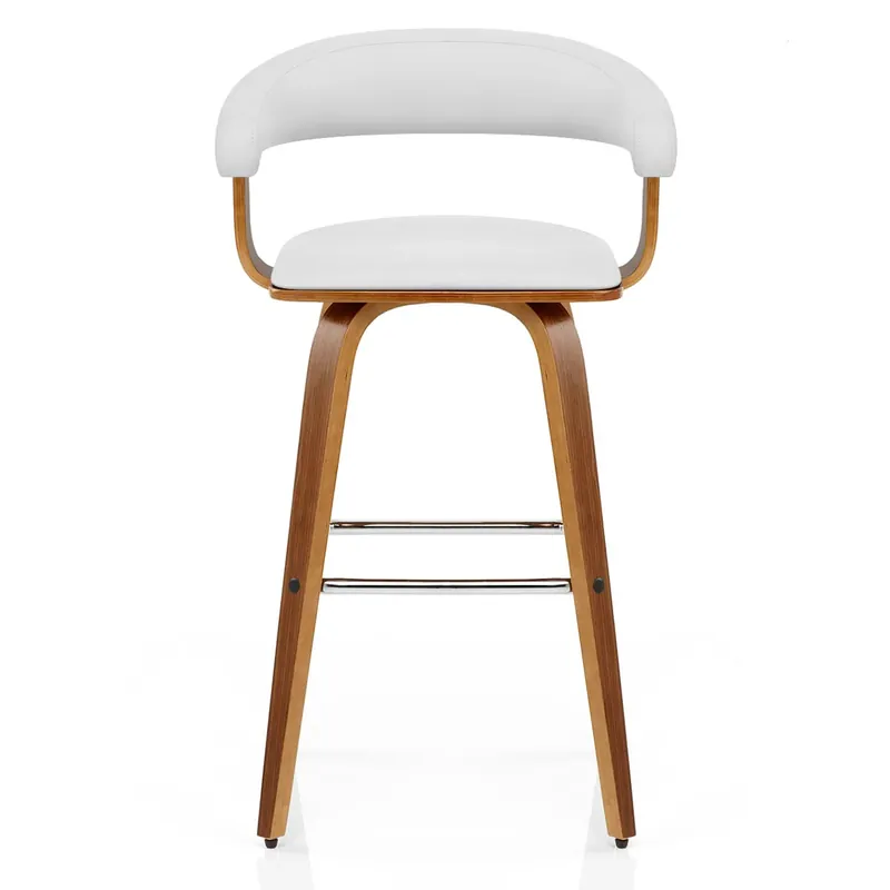 Nuova Collezione Sgabello Ecopelle Legno - Ontario Bianco