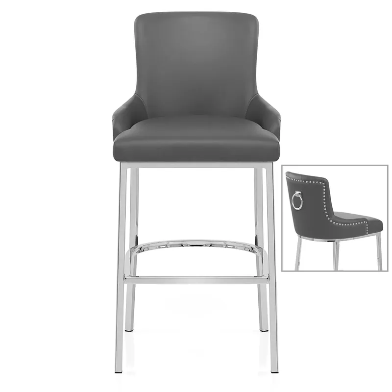 Super Prezzo Sgabello Ecopelle Cromato - Bliss Grigio