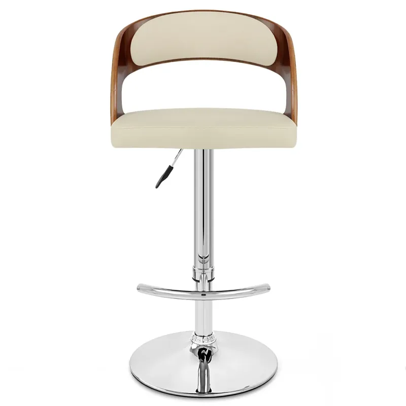 Sgabello Legno Cromato - Eve Noce Crema Saldi