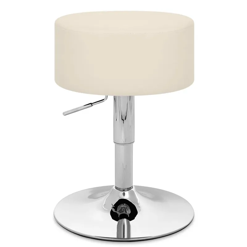 Sgabello Basso Ecopelle Cromato - Bullet Crema Economico