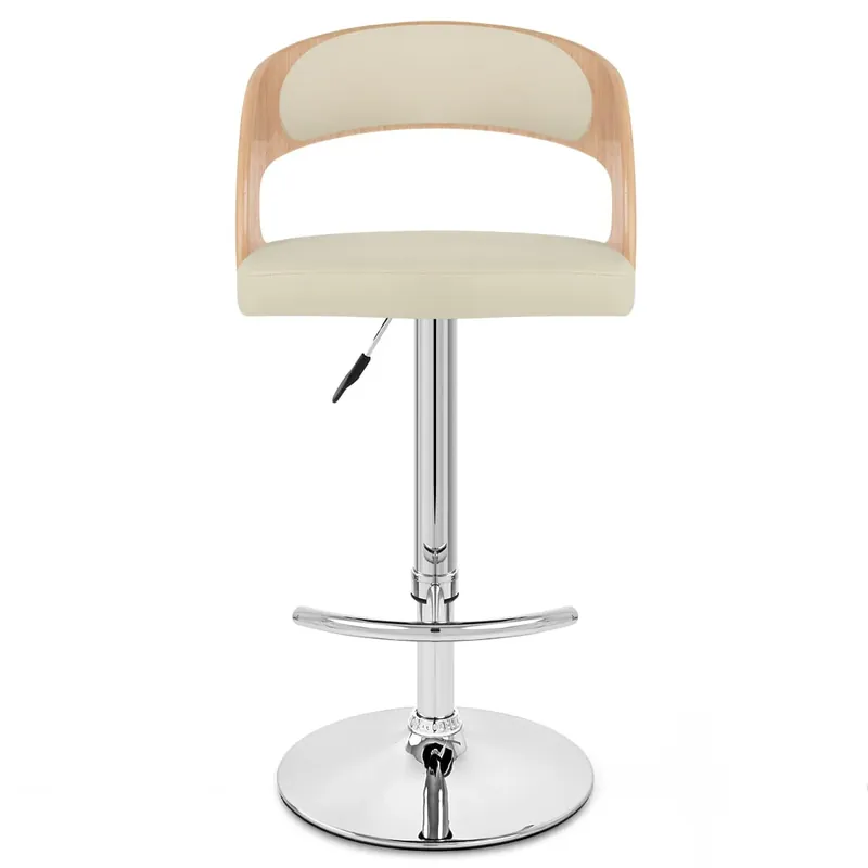 Sgabello Legno Cromato - Eve Quercia Crema Reso Gratuito