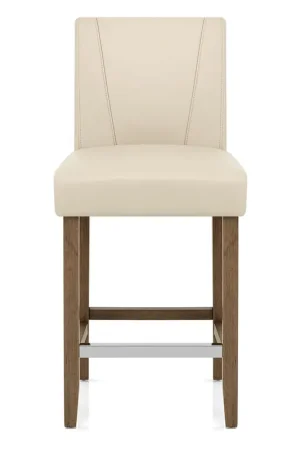 A Buon Prezzo Sgabello Ecopelle Legno - Chartwell Crema