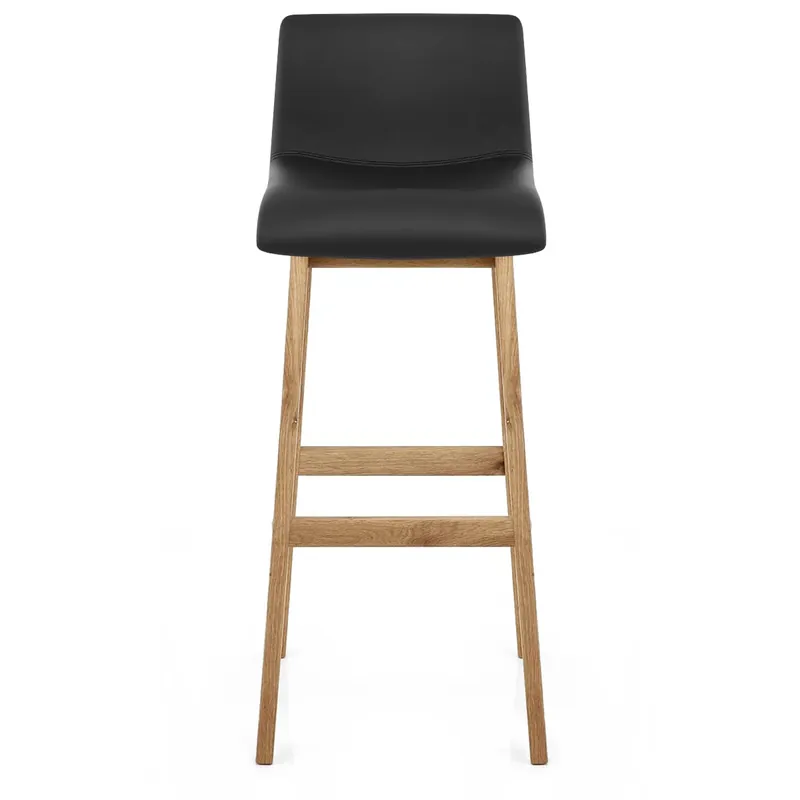 Sgabello Ecopelle Legno - Wave Nero Saldi