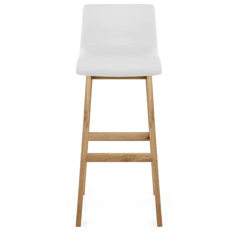 Sgabello Ecopelle Legno - Wave Bianco Consegna Rapida
