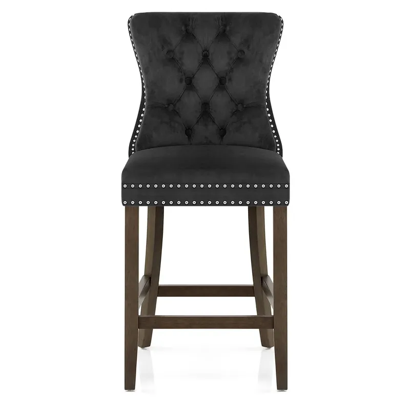 Must-Have Sgabello Legno Velluto - Kensington Nero