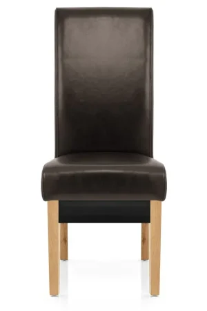 Vendita Finale Sedia Pelle rigenerata Legno - Carlo Quercia Marrone