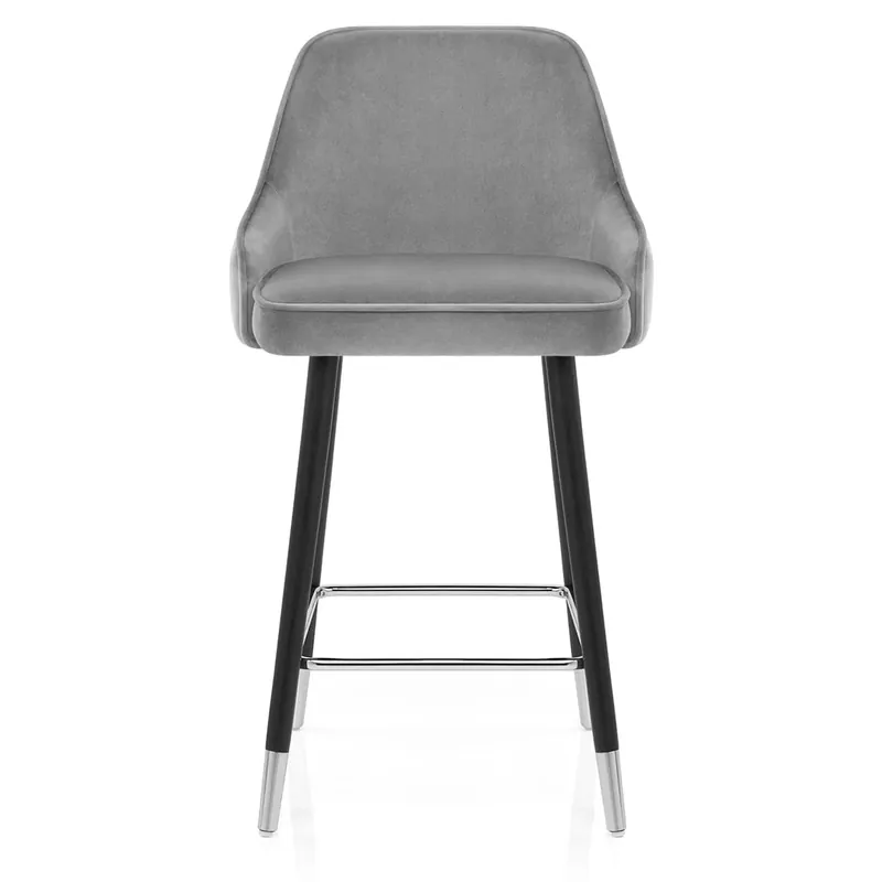 Reso Gratuito Sgabello Velluto Legno - Glam Grigio