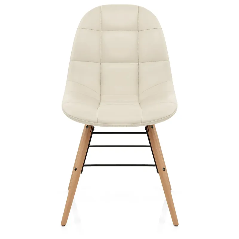 Economico Sedia Ecopelle Legno - Tate Crema
