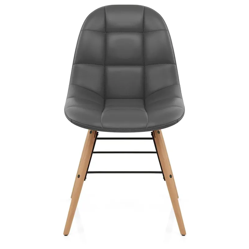 Promo Stagionale Sedia Ecopelle Legno - Tate Grigio