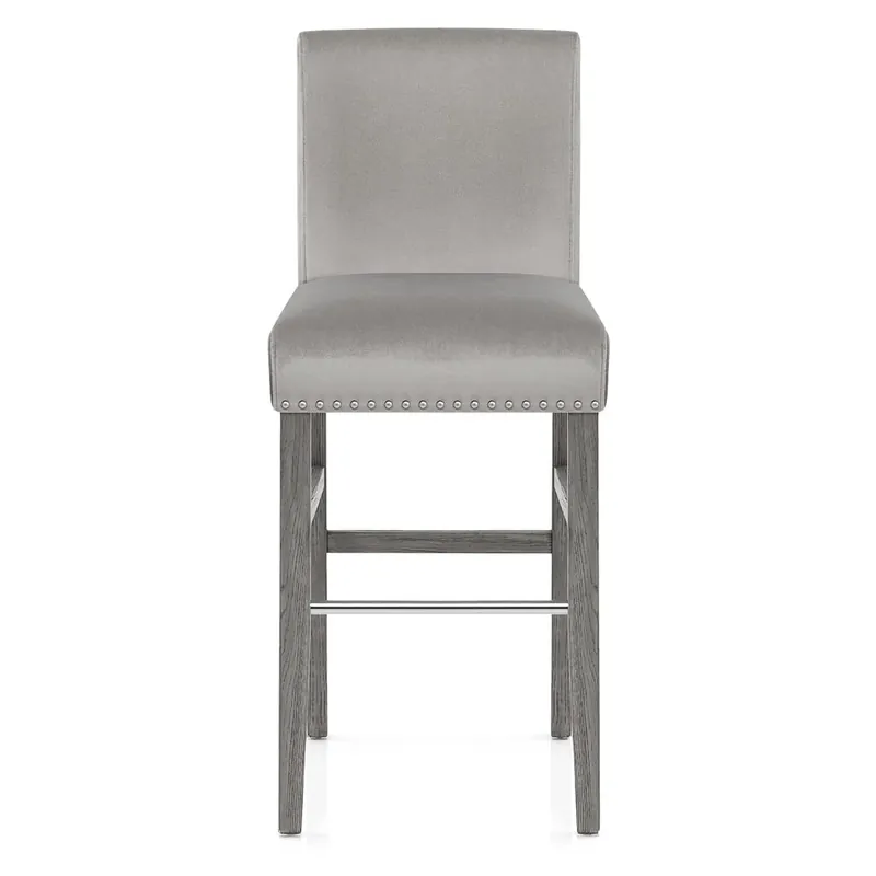Professionale Sgabello Legno Velluto - Brunswick Grigio