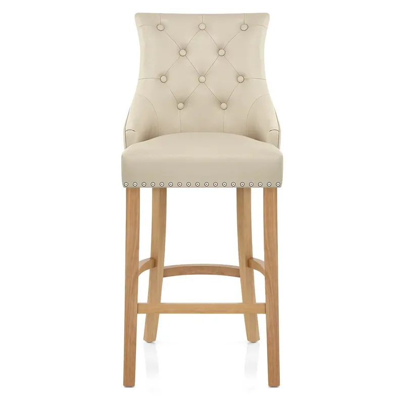 Saldi Sgabello Pelle Rigenerata Quercia - Ascot Crema