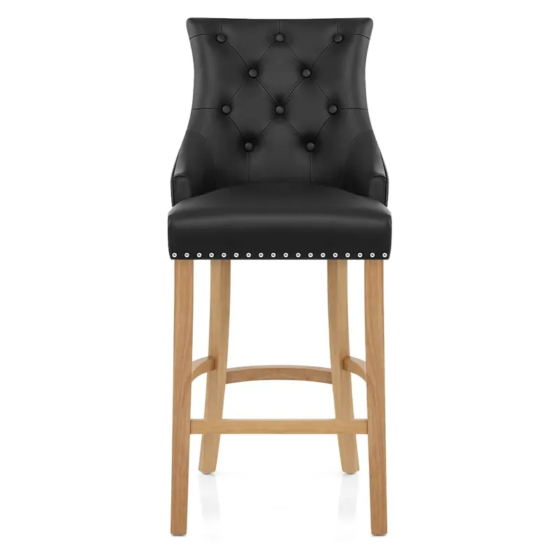 Sgabello Pelle Rigenerata Quercia - Ascot Nero Nuovo Arrivo