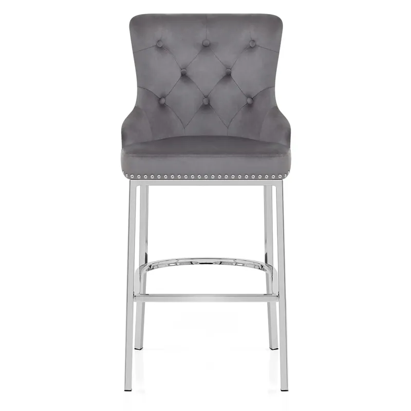Promo Stagionale Sgabello Velluto Cromato - Grange Grigio