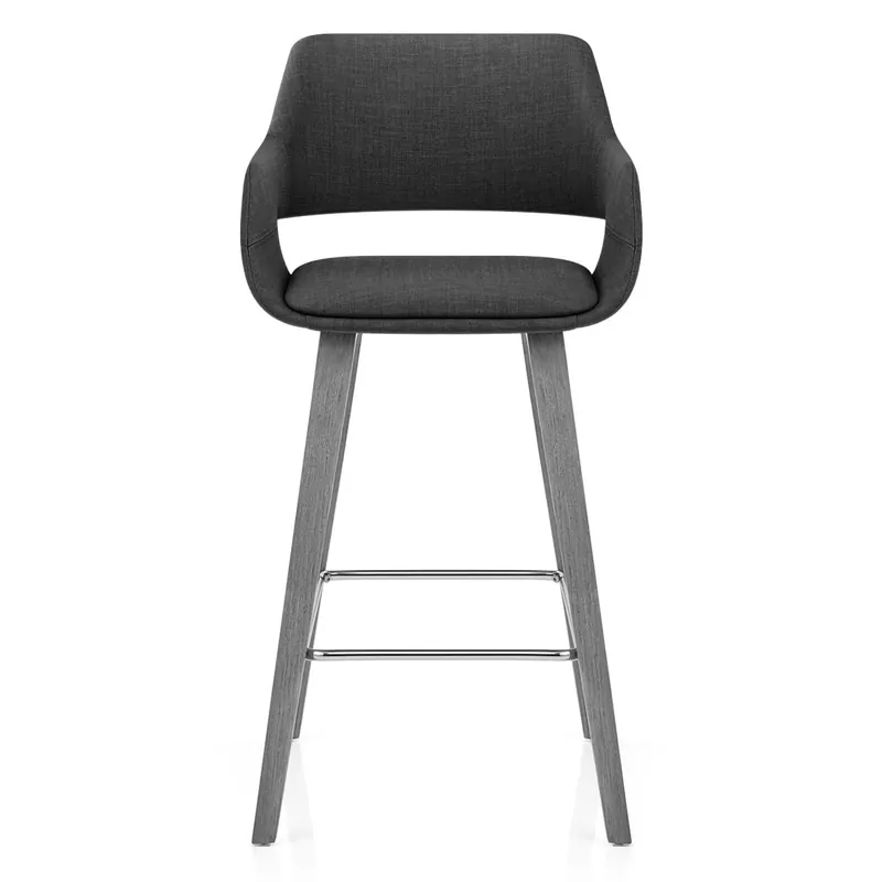 Sgabello Tessuto Legno - Nappa Grigio scuro Non Perdere