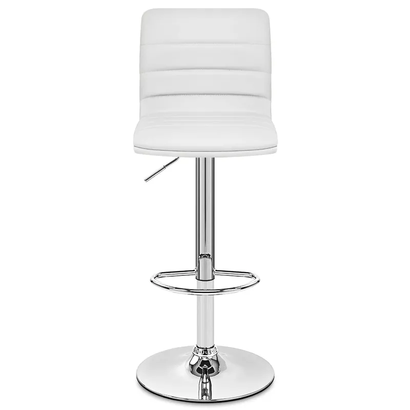 Economico Sgabello Ecopelle Cromato - Linear Bianco