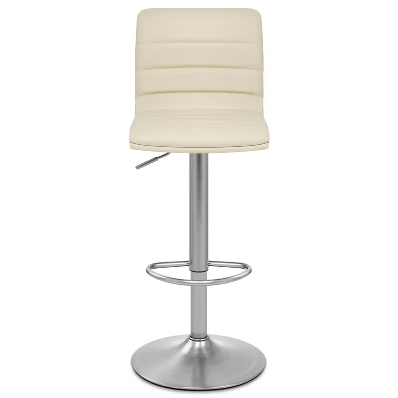 Saldi Sgabello Ecopelle Cromo Satinato - Linear Crema