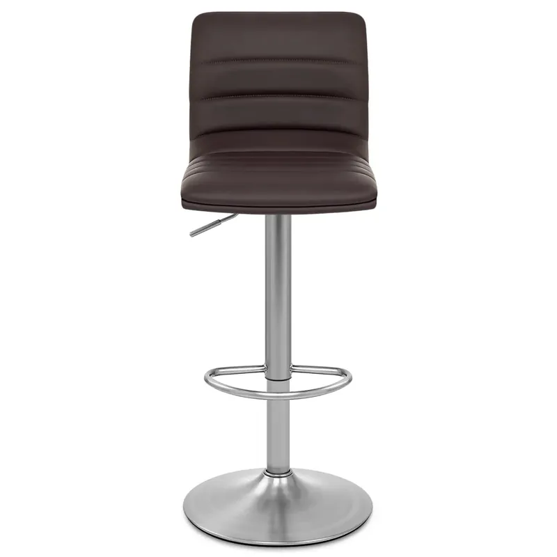 Sgabello Ecopelle Cromo Satinato - Linear Marrone Di Tendenza
