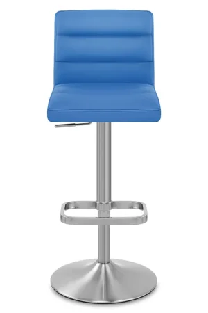 Ultime Pezzi Sgabello Ecopelle Cromo Satinato - Lush Blu