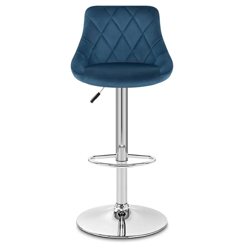 Economico Sgabello Velluto Cromato - Stitch Blu