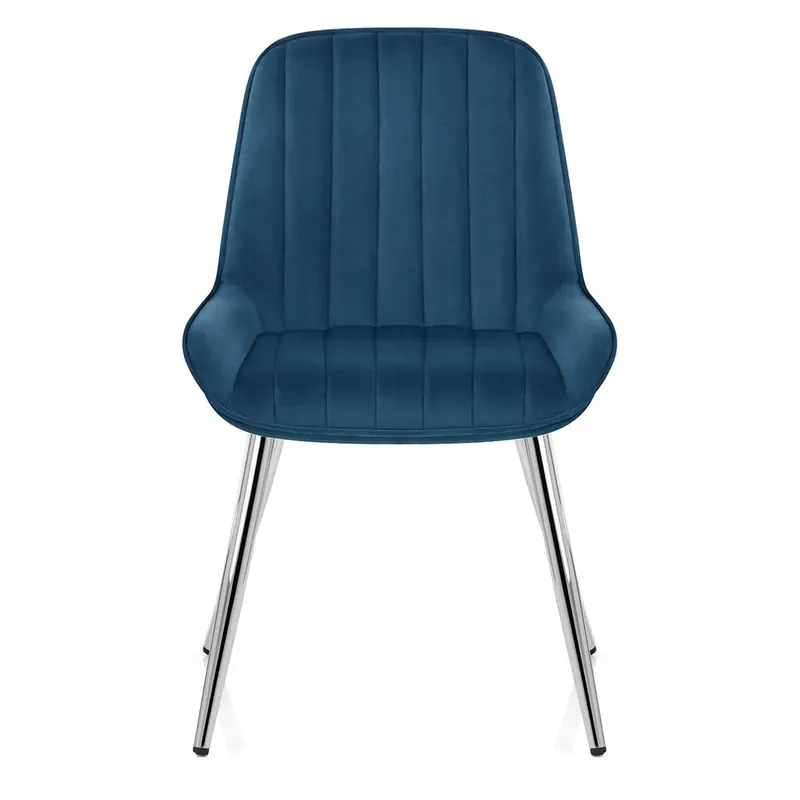 Sedia Velluto Cromata - Mustang Blu Scuro Prezzo Scontato