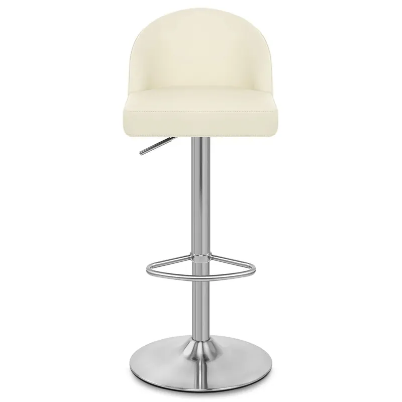 Sgabello Ecopelle Cromo Satinato - Mimi Crema Di Tendenza