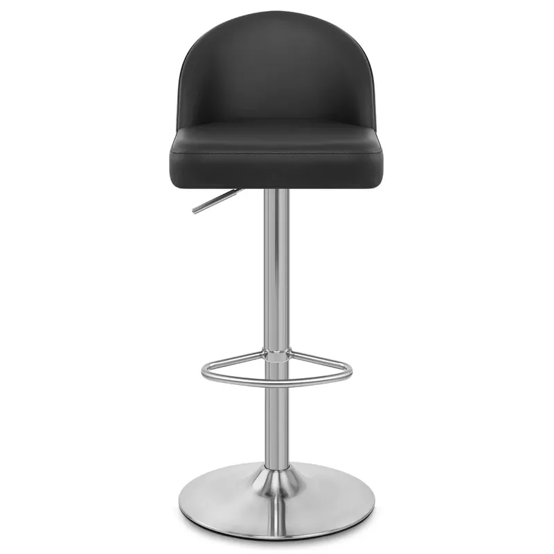 Sgabello Ecopelle Cromo Satinato - Mimi Nero Professionale
