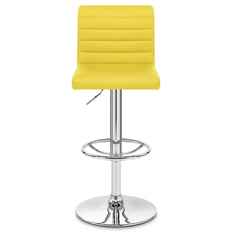 Sgabello Ecopelle Cromato - Mint Giallo Prezzo Di Fabbrica