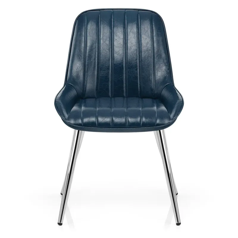 Prezzo Scontato Sedia Ecopelle Cromata - Mustang Blu
