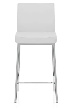 Compra Oggi Stesso Sgabello Ecopelle Cromato - Pacino Bianco